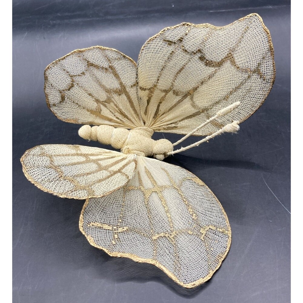 5" Gold Butterfly Christmas Decoration Ornament Mesh, Wire & Glitter